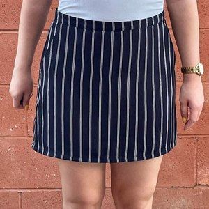Navy Pinstripe Mini Skirt